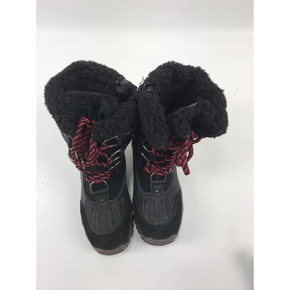 Pajar Black Fur Lined Winter Snow Waterproof Boots Womens US 6.5 EUR 37 Side Zip